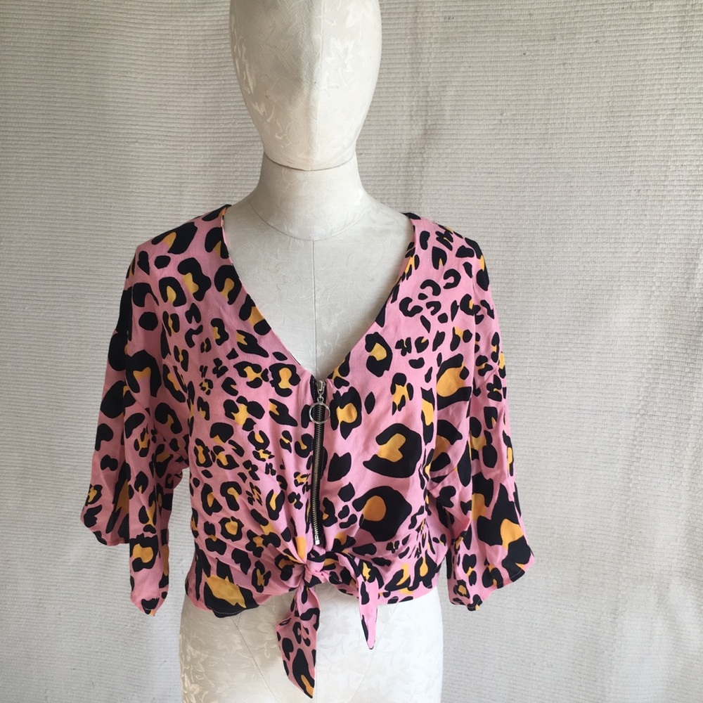 Topshop Animal Print Kimono Blouse Shirt Jacket - Picture 2 of 8